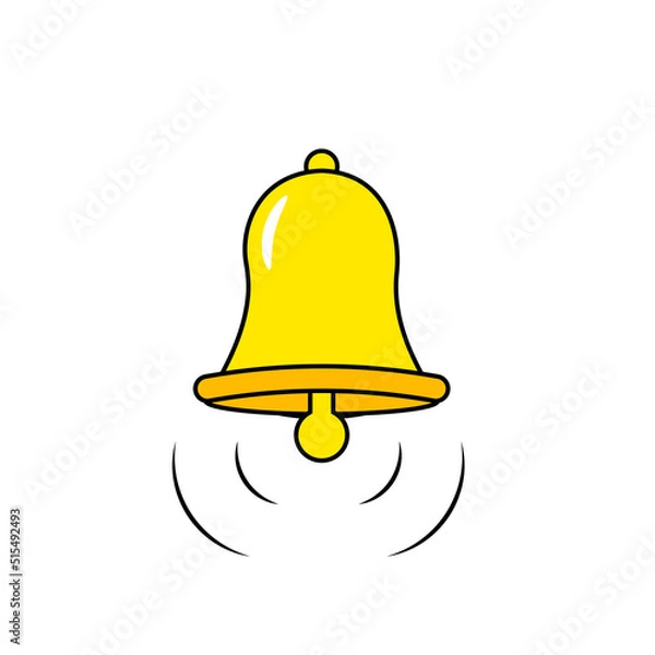 Fototapeta Yellow Notification Bell in Groovy Style Back to School