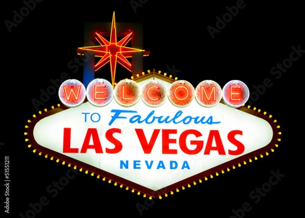 Fototapeta Witamy w znak Las Vegas na białym tle