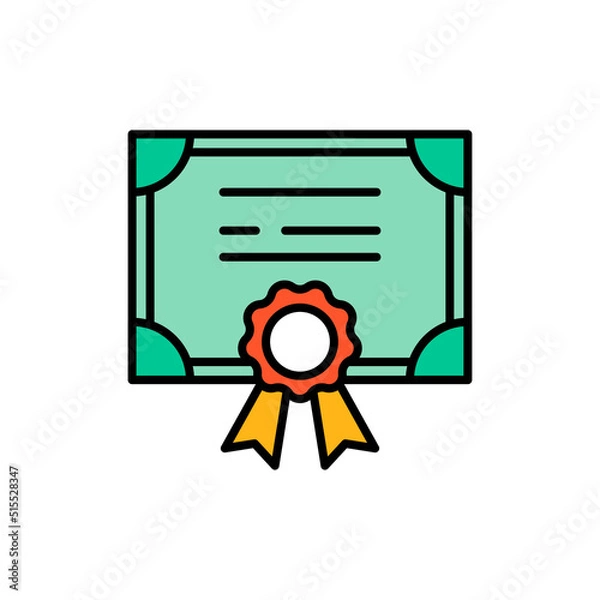 Fototapeta Stock share certificate line icon, filled outline vector sign, linear colorful pictogram isolated on white. Bonds, securities symbol, logo illustration