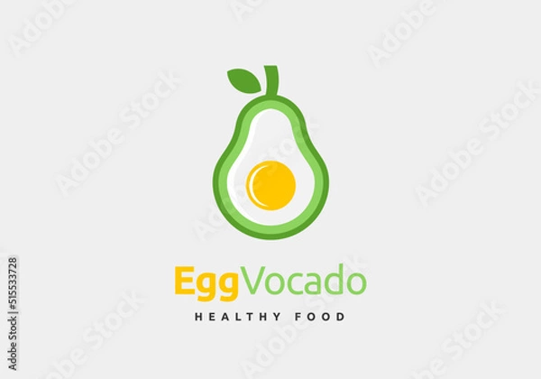 Fototapeta Avocado fruit logo, suitable for cafes and restaurants.