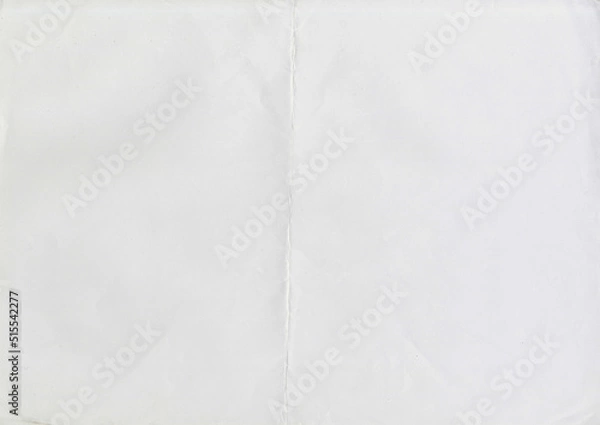 Fototapeta High resolution large image of white paper texture background scan folded in half, soft fine grain uncoated paper for water colors with copy space for text material mockup or presentation wallpaper