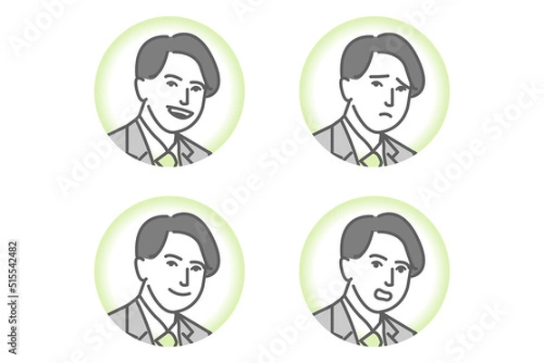 Obraz スーツ姿の日本人のビジネス向け線画のベクターアイコンイラスト