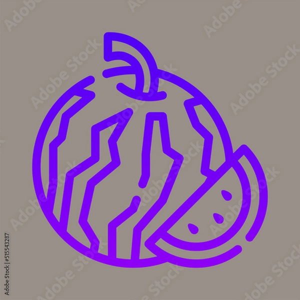 Fototapeta Icon, logo, vector illustration of watermelon isolated on gray background. suitable for food, fruit, summer, patterns, designs and logos.