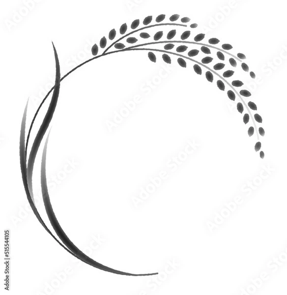 Obraz 水墨画風の稲穂