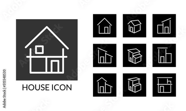 Obraz シンプルな家の線で描かれたアイコンセット