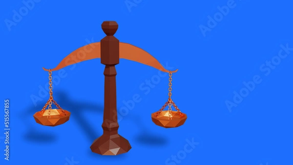 Obraz Low poly scales of justice. Stylized 3d illustration.