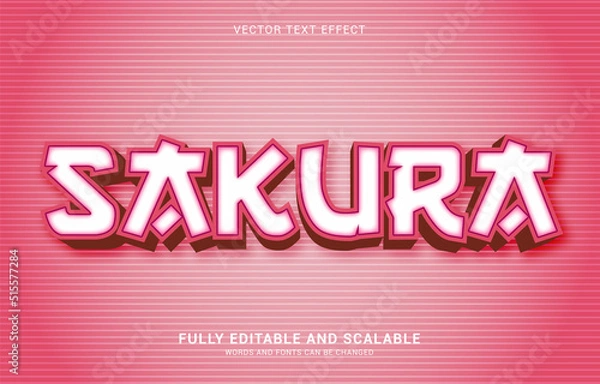 Fototapeta editable text effect, Sakura style