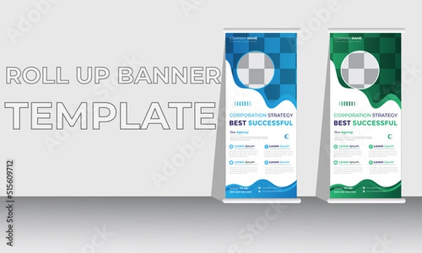Fototapeta Professional Roll up stand banner template design, vertical, background, pull up design, modern Banner, rectangle	
