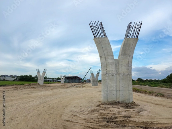 Fototapeta pole construction of toll way  in process
