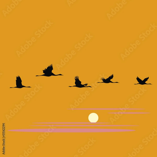 Obraz crane pack and sunset