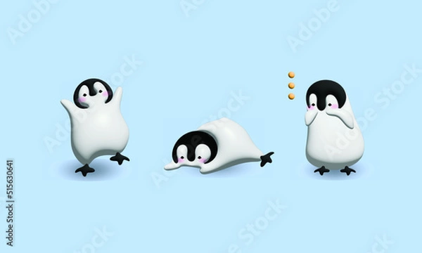Obraz penguins on the snow