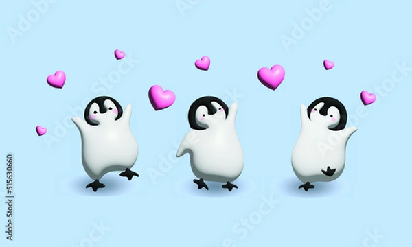 Obraz penguin with heart