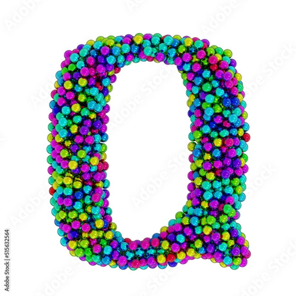 Fototapeta Letter Q made of colored metal balls, isolated on white, 3d rendering