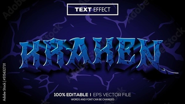 Fototapeta 3D kraken text effect - Editable text effect