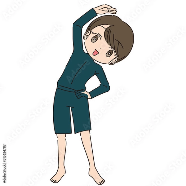 Obraz 準備運動するジェンダーレス水着を着た子ども