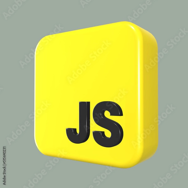 Fototapeta Stylized 3D Javascript Icon Side View