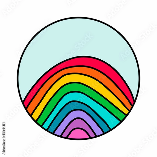 Obraz Rainbow logotype homosexual pride hand drawn vector illustration in cartoon doodle style