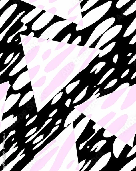 Fototapeta Black and white vector background with brush strokes. Starfall background. Flakes in milk. Slanting white rain. Water texture, waves, liquid, oil. Dynamic background with liquid flow.