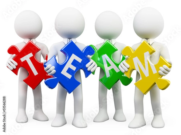 Obraz 3D white people. Team