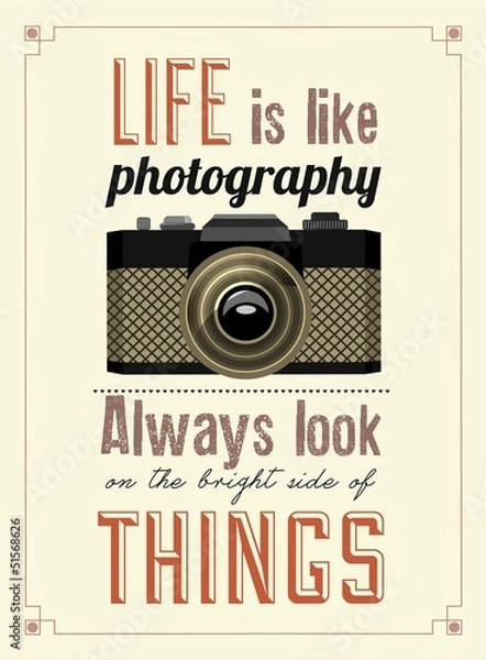 Fototapeta Vintage Old Camera Typographical Poster