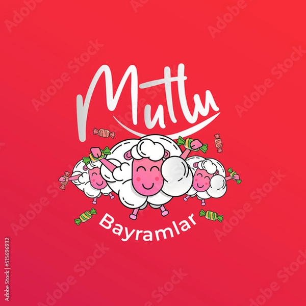 Fototapeta a message saying ' happy feast with your beloved ones' to celebrate ramadan feast or feast of sacrifice and a smiling mouth