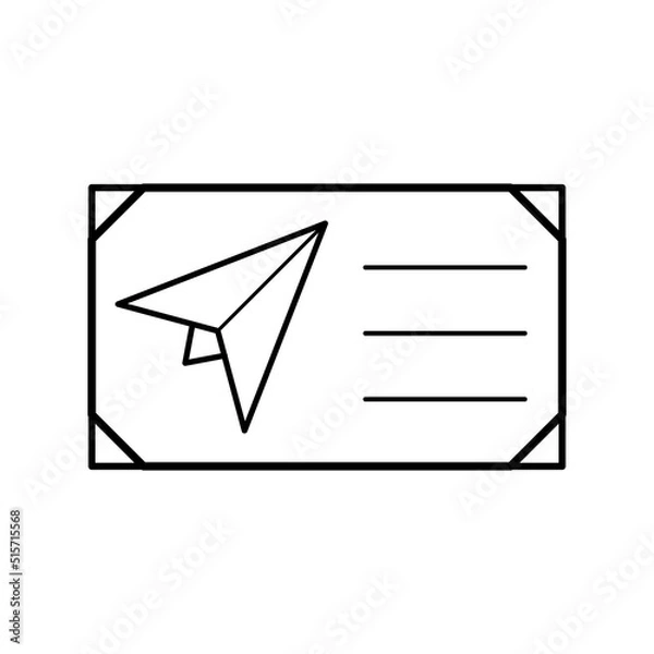 Obraz Minimalistick vector plane tickets. Linear airplane ticket isolated on white background.