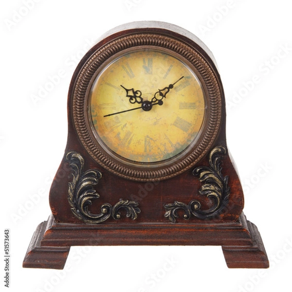 Fototapeta vintage table clock isolated on white