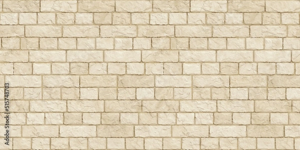 Obraz Seamless old sandstone brick wall background texture. Tileable antique vintage stone blocks or tiles surface pattern. Rustic cottagecore wallpaper or backdrop. High resolution 3D Rendering. .