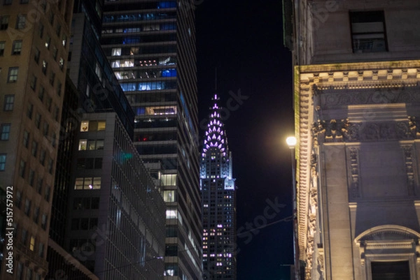 Obraz New York City, New York, USA - December 22 2021: Chrysler Building at night. Historical building New York.