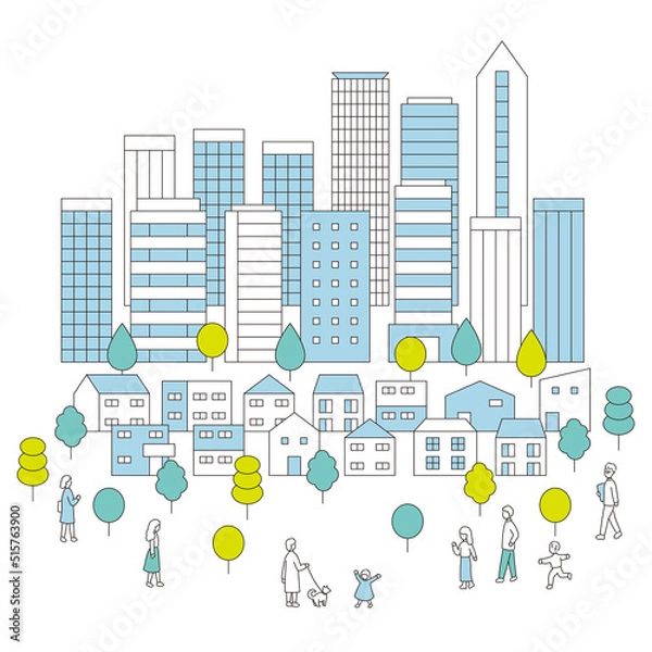 Obraz 企業と住宅地の共生　暮らす人々