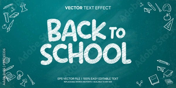 Obraz back to school chalk on board editable text effect