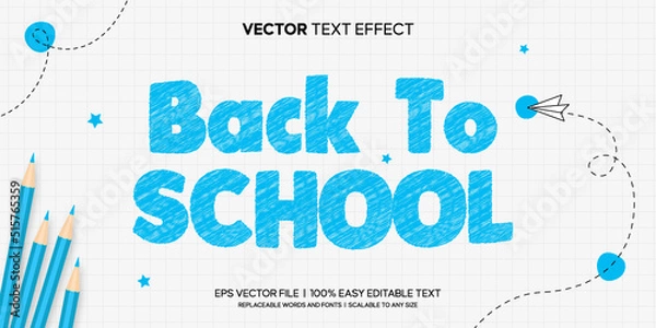 Obraz back to school pencil color drawing editable text effect
