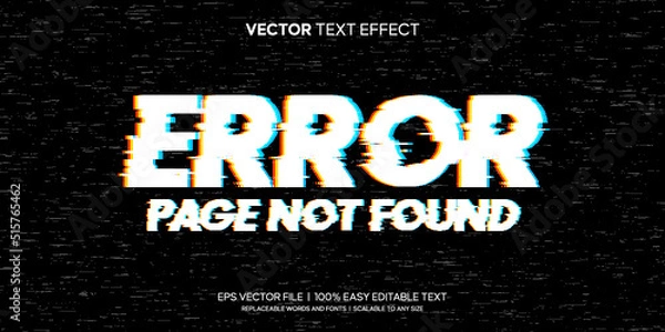 Obraz Error not found glitch editable text effect