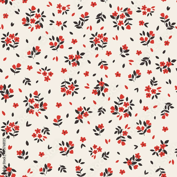 Fototapeta Cute floral background. Vector seamless pattern with ditsy flowers. Vintage botanical surface pattern design. Cottage core wallpaper