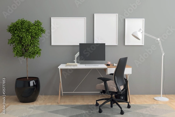 Fototapeta Workstation Frame and Screen Mockup