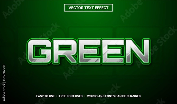 Fototapeta Silver with Green Outline Editable Vector Text Effect