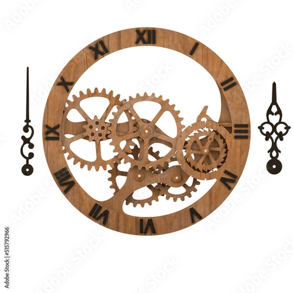 Obraz Wooden clockwork mechanism. Separate hands.
