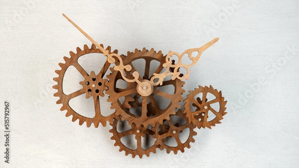 Obraz Old wooden clockwork mechanism.