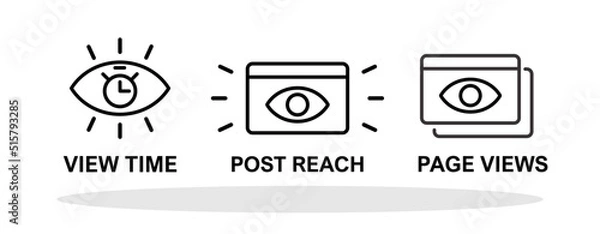 Obraz Social media statistics icon set in trendy flat style. Social media services symbol for your web site design, logo, app, UI Vector EPS 10.