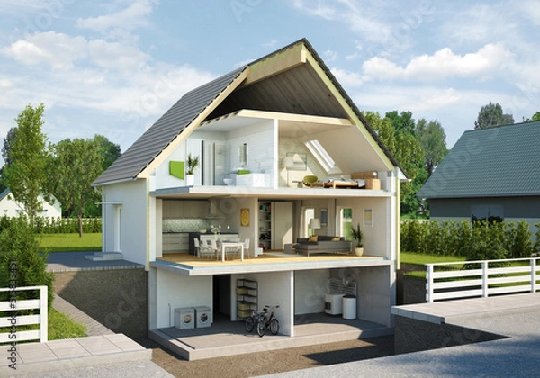 Obraz Aufgeschnittenes Einfamilienhaus