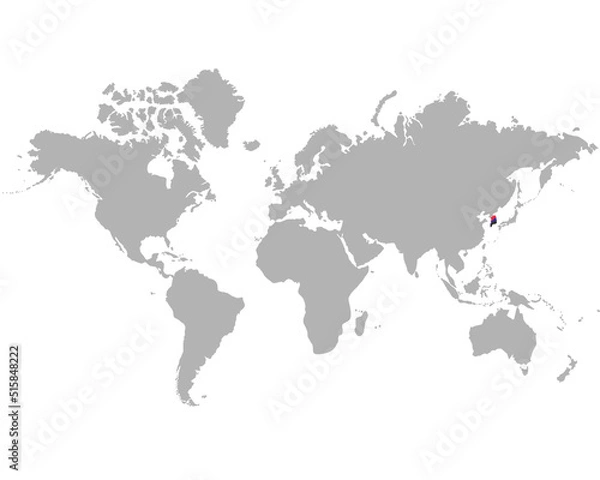 Fototapeta 世界地図　ピックアップ国家　韓国