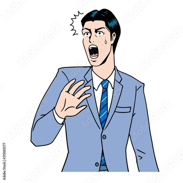 Obraz アメコミタッチのびっくりする日本人のビジネスマン
