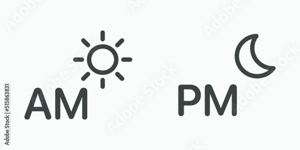 Fototapeta Am Pm vector icon isolated. Moon, sun, time icon vector