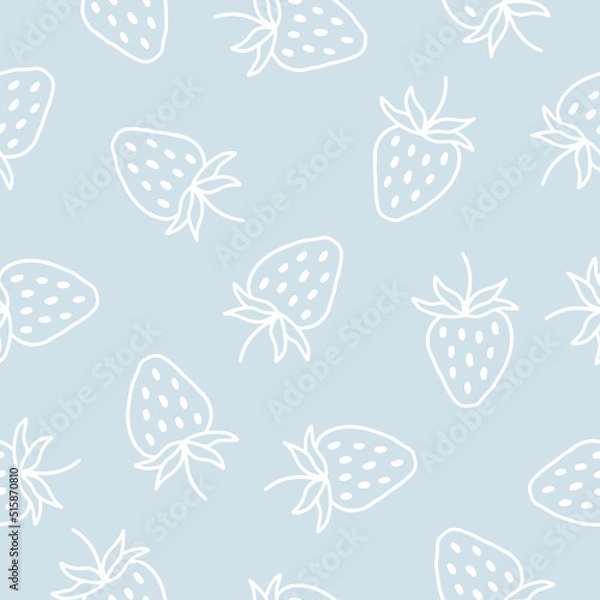 Obraz Blue seamless pattern with hand drawn strawberries