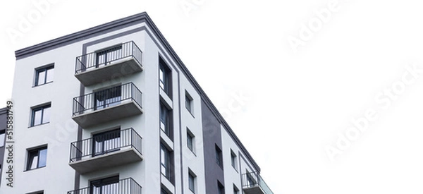 Obraz Banner of modern apartment building isolated on white background