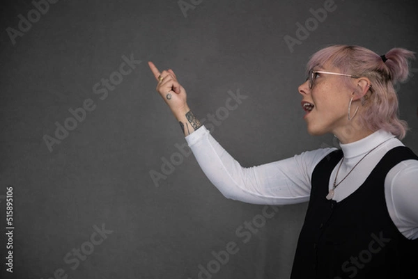 Obraz person pointing up at something