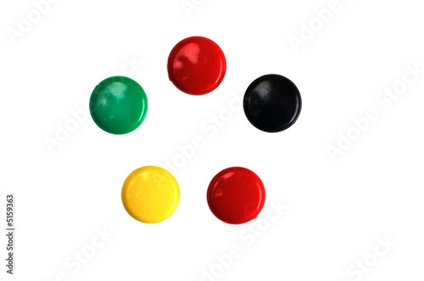 Fototapeta Five colored round magnets