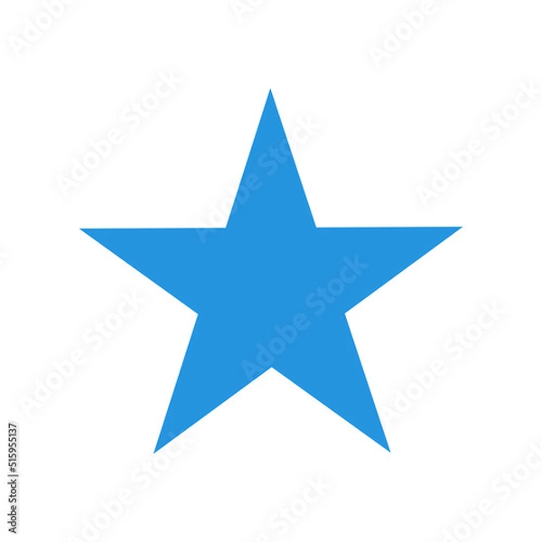 Fototapeta 2D star shape in mathematics. Blue star shape drawing for kids isolated on white background