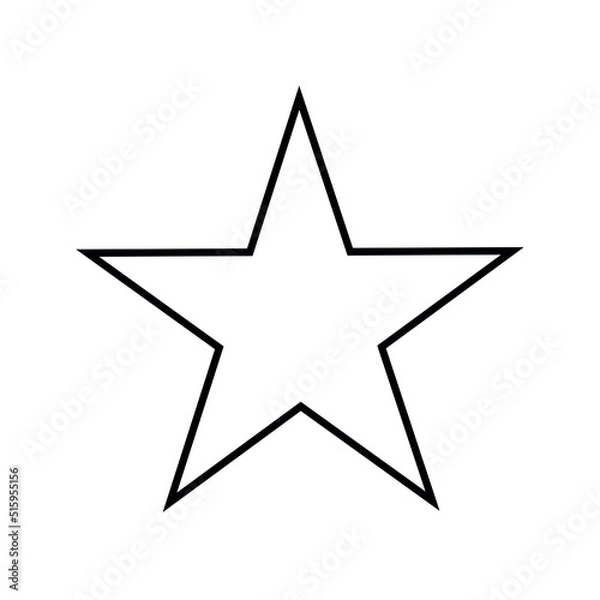 Fototapeta 2D star shape in mathematics. Black star shape drawing for kids isolated on white background