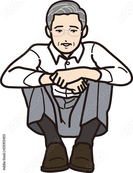 Obraz 悩む膝を抱えたシニア